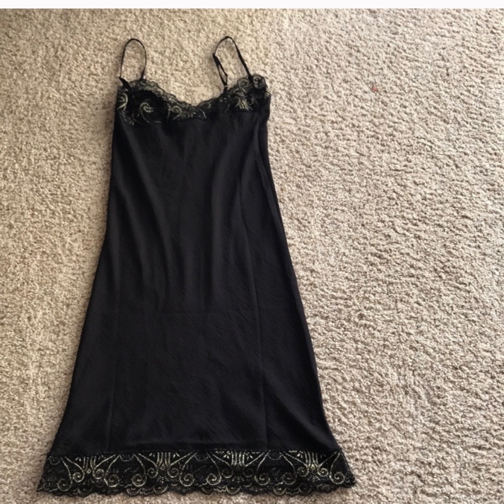 REVOLVE Plantet Blue Black Satin Slip Dress